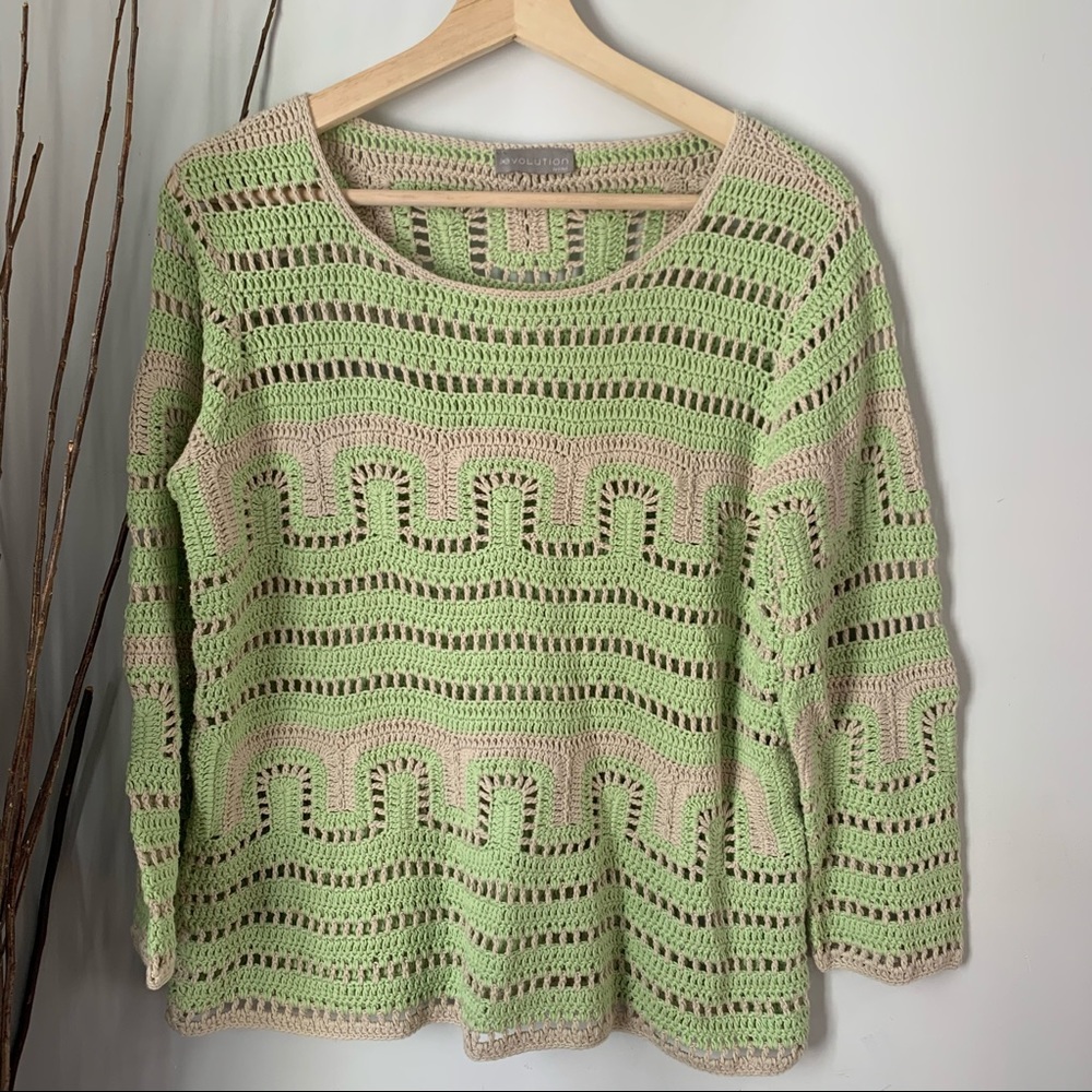 Evolution by Cyrus Boho Crocheted Pullover Top Women’s Medium
